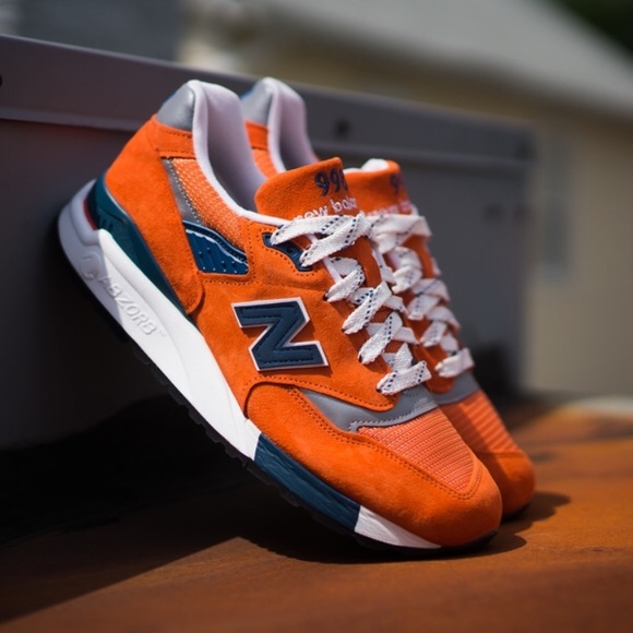 New balance 998 CTL Orange Navy Suede Sneakers 9.5 - Picture 1 of 7